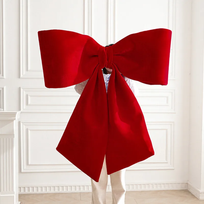 

Red Velvet Christmas Bow Decoration – Large Hanging Festive Bow For Tree, Oversized Holiday Decor For Christmas Party, 60/85cm