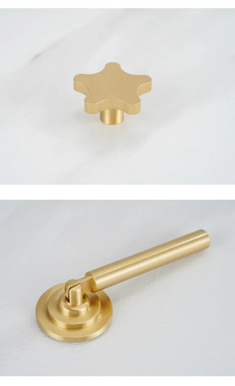 Massiver Messingknopf und Griff in T-Form für Schränke/Bücherregale, satinierte goldene Schubladengriffe, nordische Kleiderschrank-Möbelgriffe – Detail 10