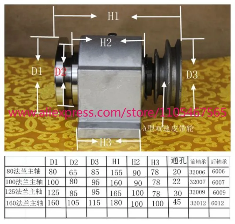 High strength lathe spindle he-ad assembly with flange cone bearing