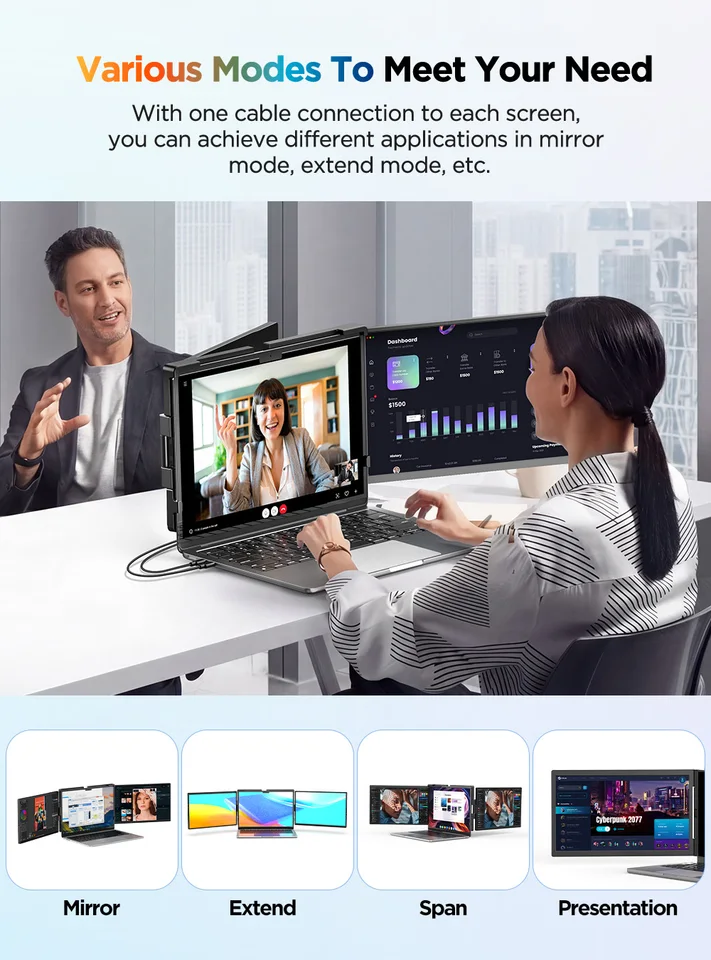 14 Tri-Screen Laptop Monitor 2160x1440 IPS UStation Z