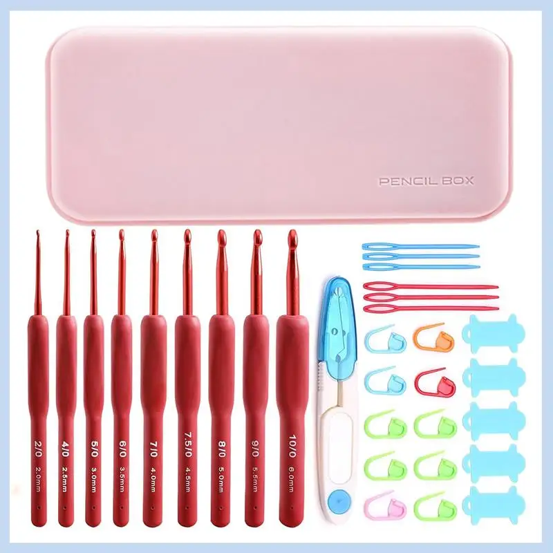 

MLGB-32PCS Crochet Hooks Set, Ergonomic Crochet Hooks With Case For Arthritic Hands, Extra Long Crochet Needles, Crochet Durable