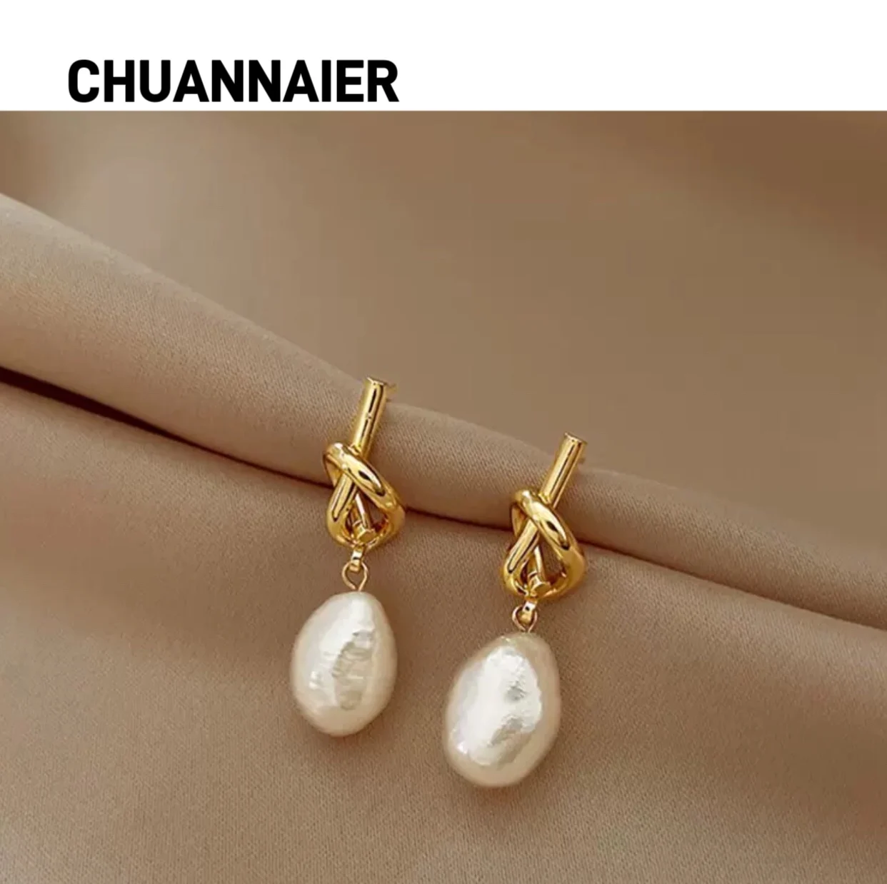 

Hot-selling Korean knot pearl French temperament fashion personality luxury high-end design sense earrings
