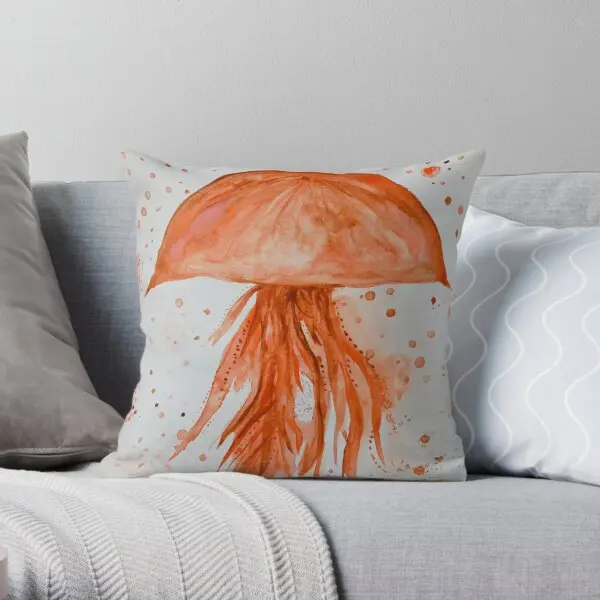 Jellyfish With Background  Printing Throw Pillow Cover Office Hotel Decorative Cushion Anime Home Pillows not include One Side