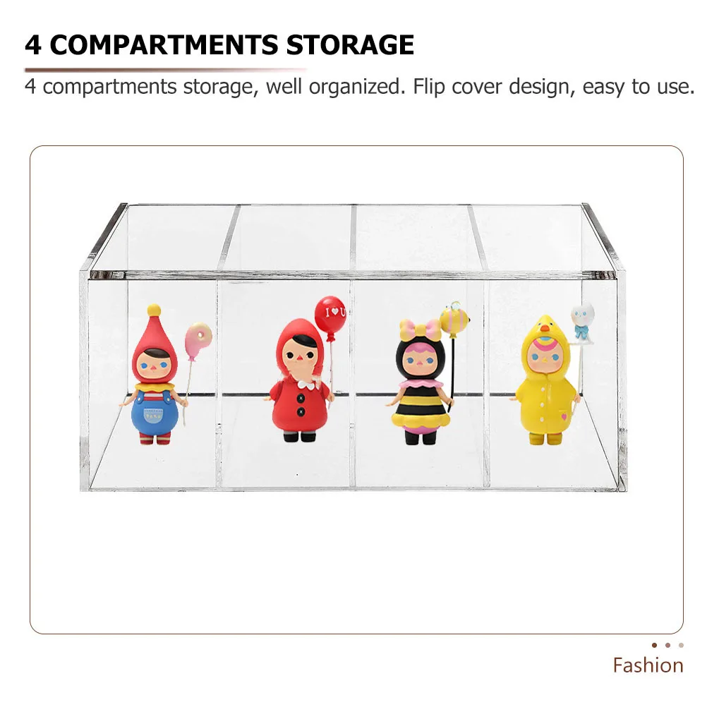 

1pc Acrylic Storage Box 4 Compartment Organizer For Coffee Capsules Tea Bags Clear Gift Display Case Home Storage Container
