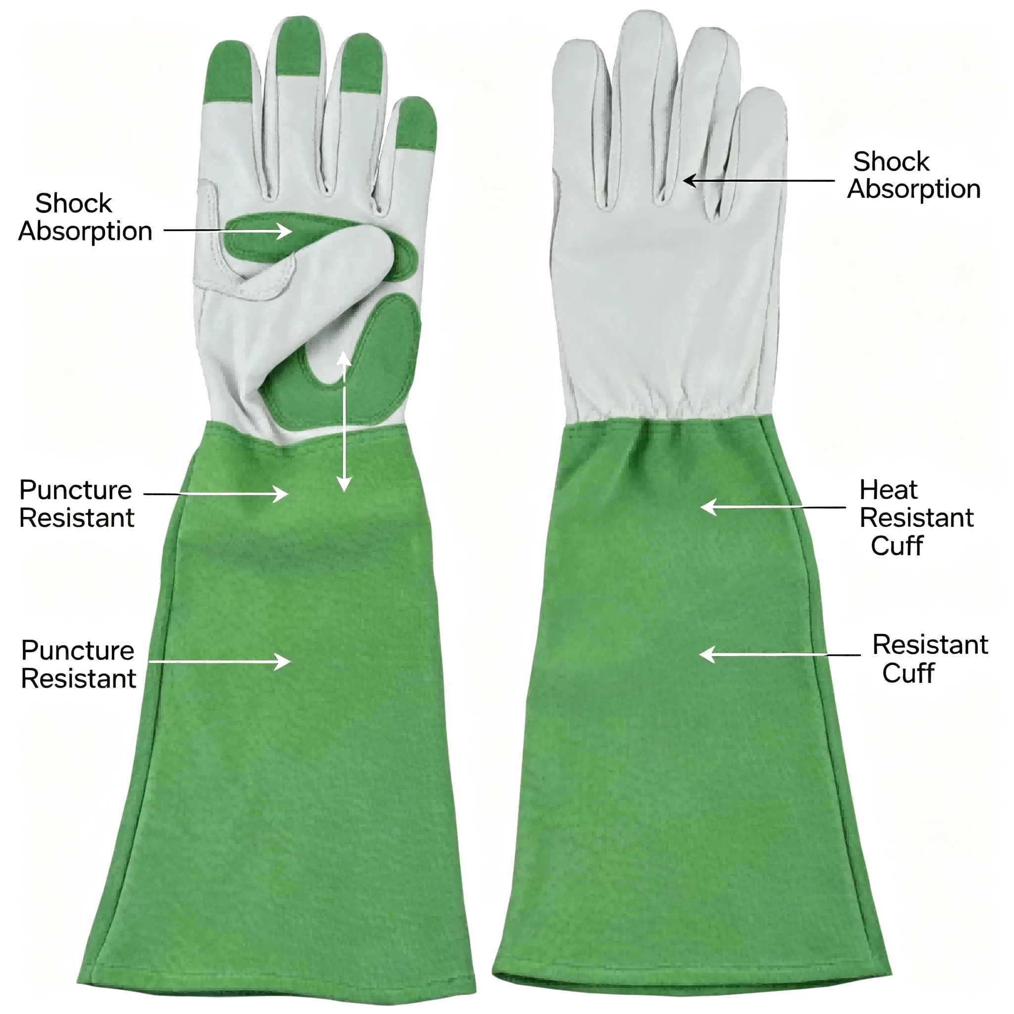 Extended Cuff Cowhide Leather Gloves for Gardening Fencing and Welding Where Hand and Forearm for protection Is Essential