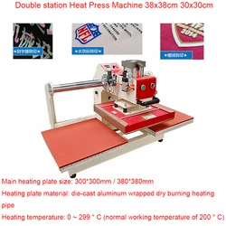 Pneumatic Heat Transfer Printer Dual Station Automatic Heat Press Machine for DIY T-Shirt Printing 30*30/ 38*38cm Heating Plate