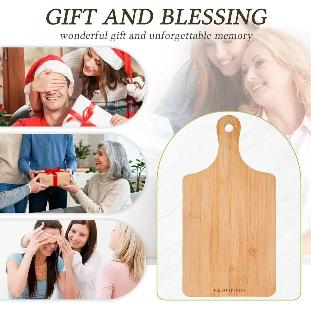 Set di 12 tagliere in bambù, manico incluso, tavoli da cucina e da portata, 15,8 x 7,9