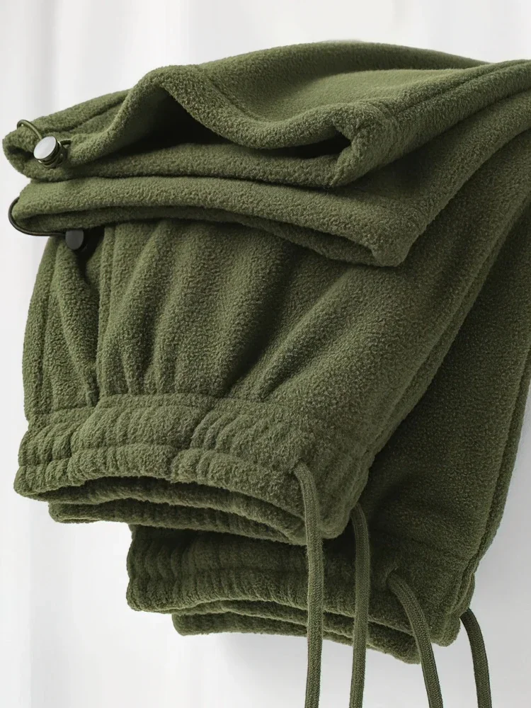 خمر سميكة الشتاء عارضة الصوف السراويل الرجال واسعة الساق فضفاض الدافئة Sweatpants الذكور الرسم بنطال رياضي يقع السراويل #3