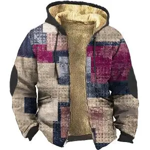 Men's Winter Parkas Long Sleeve Tribal Bear Pattern Print Warm Jacket for Men/Women Thick Clothing Outerwear