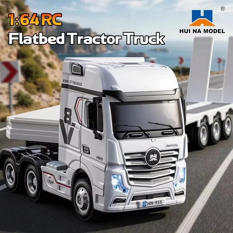 Huina 9900 Rc Truck Flatbed Trailer 1/64 Mini Rc Racing Car 2.4g Remote Control Sports Cars Drift Desktop Engineering Vehicles