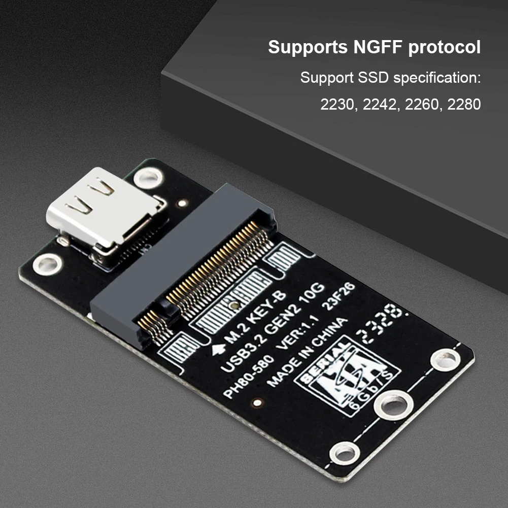 NGFF To USB 3.2 Type-C SATA SSD Riser 10Gbps M2 NGFF SSD Adapter Card M.2 B Key M2 NGFF SATA3 6Gbps Support M2 SSD 2230/42/60/80