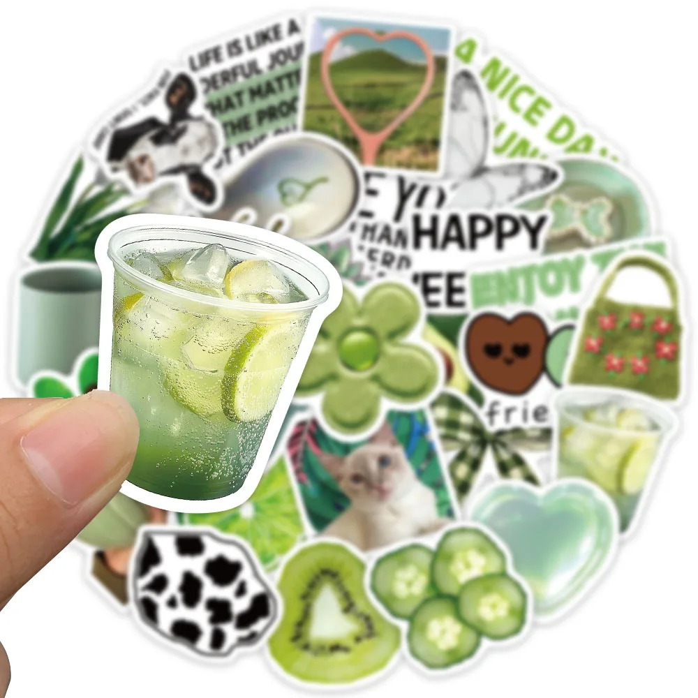 10/30 個グリーンアイスティーステッカー美的コミュニティコーヒー電話荷物ラップトップスケートボードアート画像コミュニティ寮