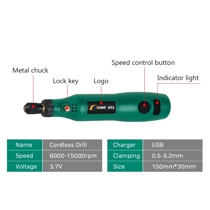 Mini Electric Drill Mini Variable Speed Wireless Power Tools  Rotary Power Tools Electric Hand Drill Cordless Drill