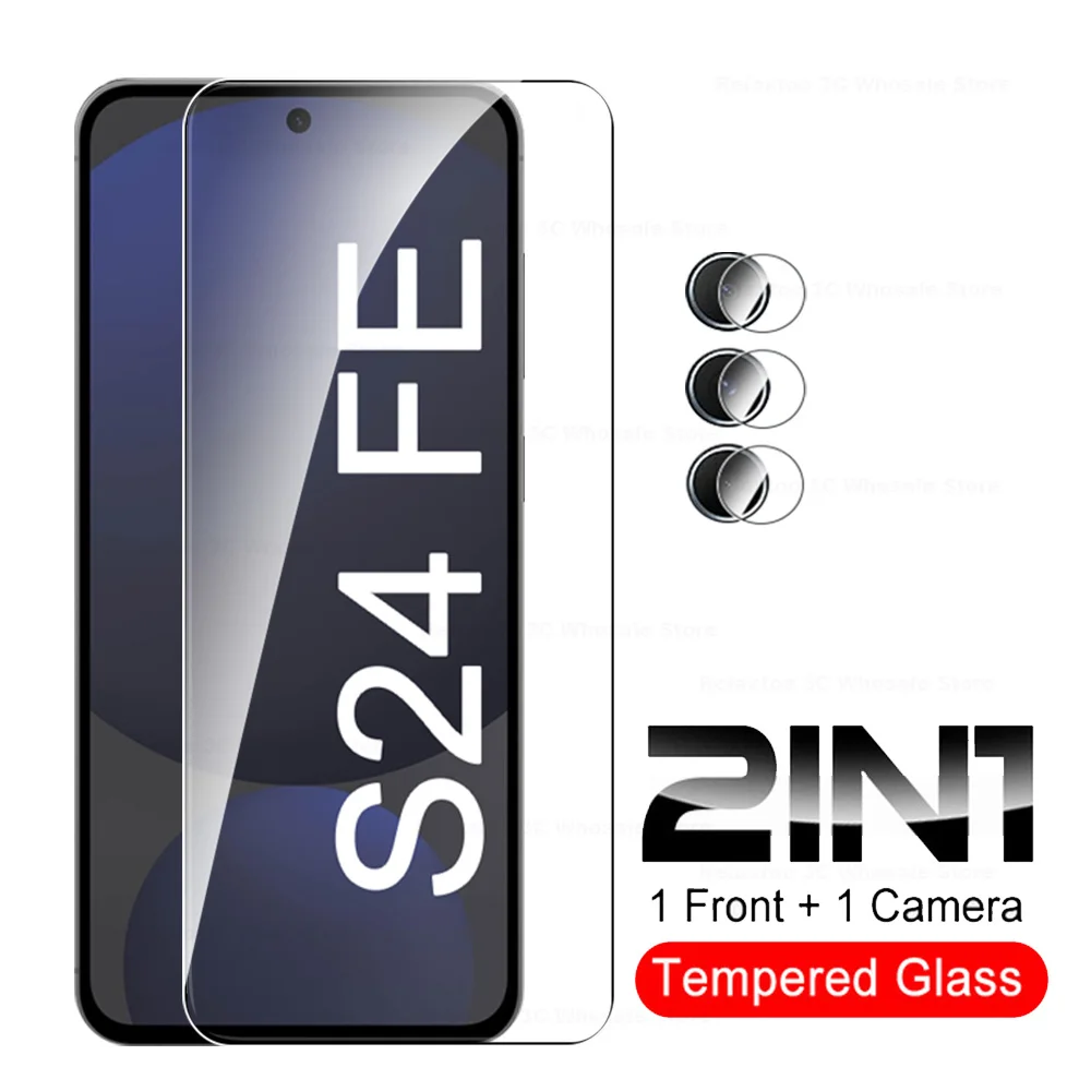 2 IN 1 For Samsung Galaxy S24 FE Glass Camera Lens Screen Protector Samsun Sumsung S24FE S 24 24FE 5G Tempered Glass Film Cover