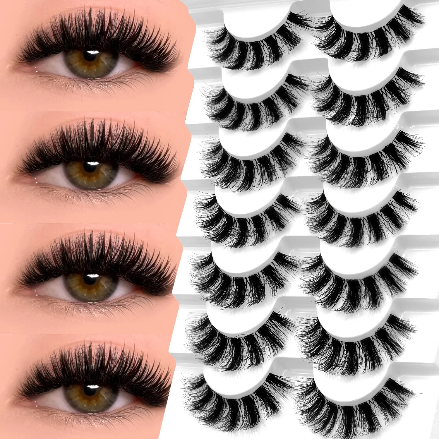 Lasvirey رقيق رموش سميكة 8D رقيق حجم القط رموش دراماتيكية كامل قطاع المنك جلدة واضح الفرقة الرموش الصناعية ماكياج #1