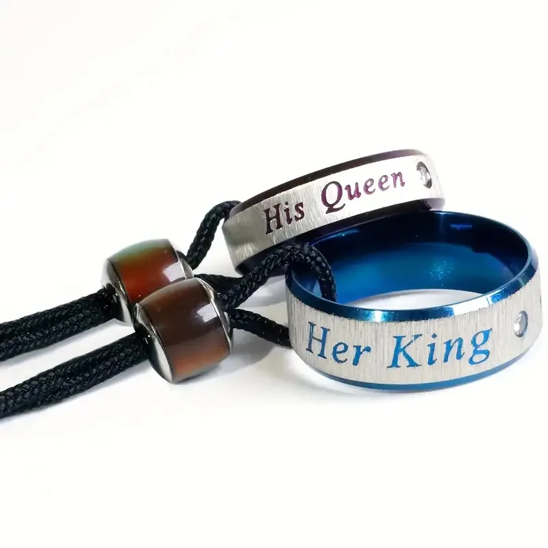 Creative New Product Fashionable Trendy Color Changing Round Bead Blue King Purple Queen Couple Necklace