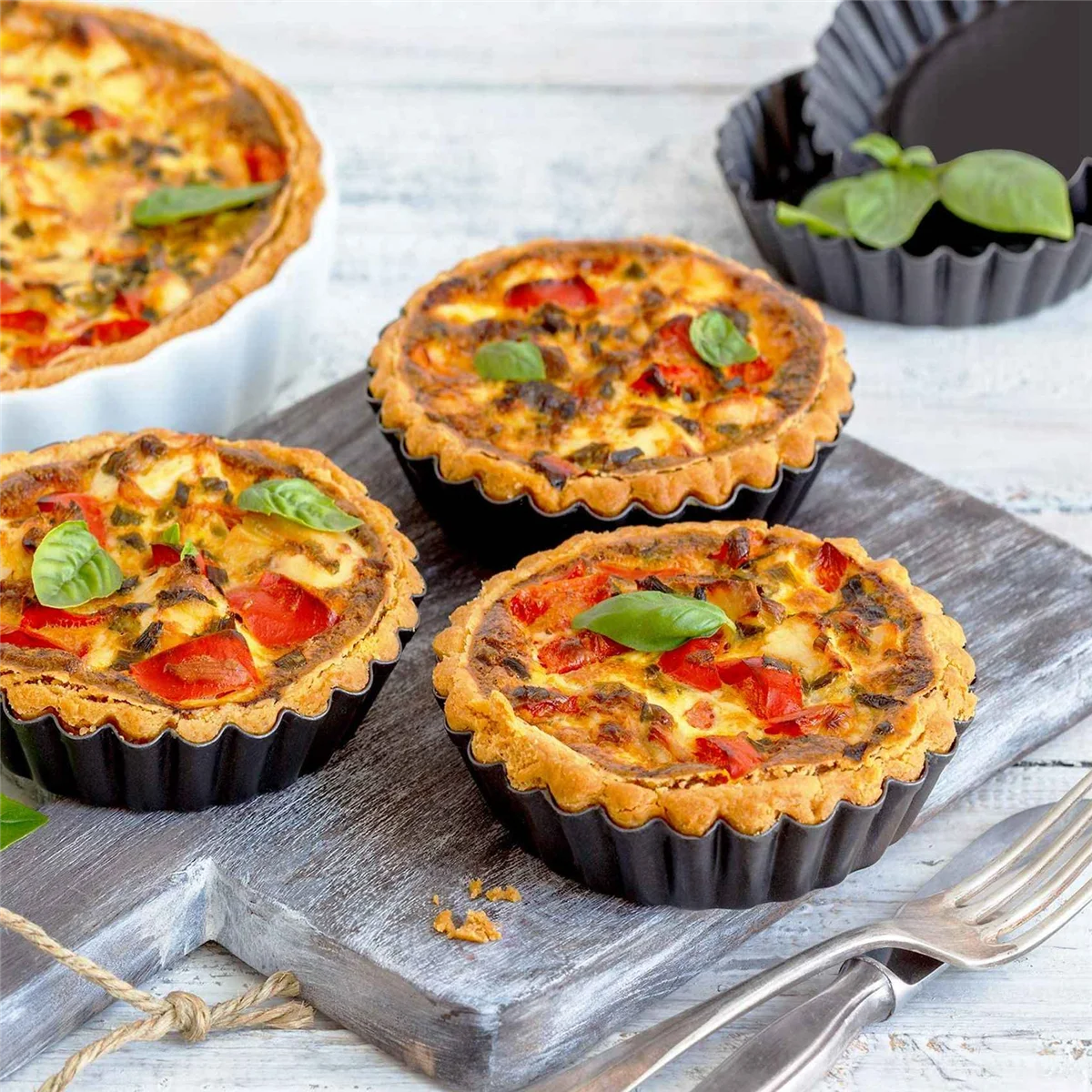 13 Pcs Egg Tart Molds, 3inch Mini Tart Pans Removable Bottom, Cupcake Cake Muffin Mold Tin Pan Baking Tool
