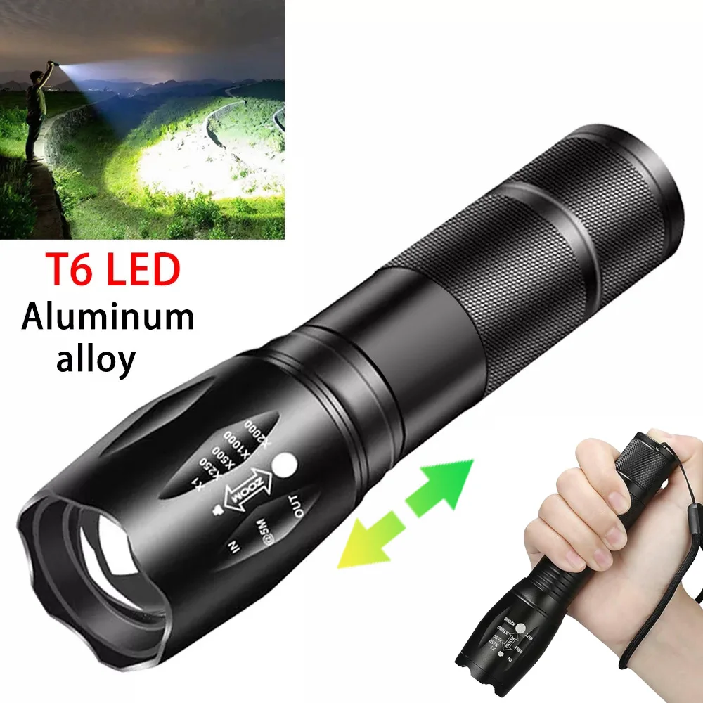 Powerful  T6 LED Flashlights High Lumens Zoomable Light Mini Flashlights for Outdoor Camping Walking Powerful Emergency Lantern