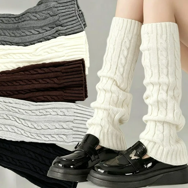 Women Knitted Twisted Leg Cover Women Solid Color Autumn Winter Fashion Hemp Flowers Kneepad Crochet Hook Solid Color Boot Cuff