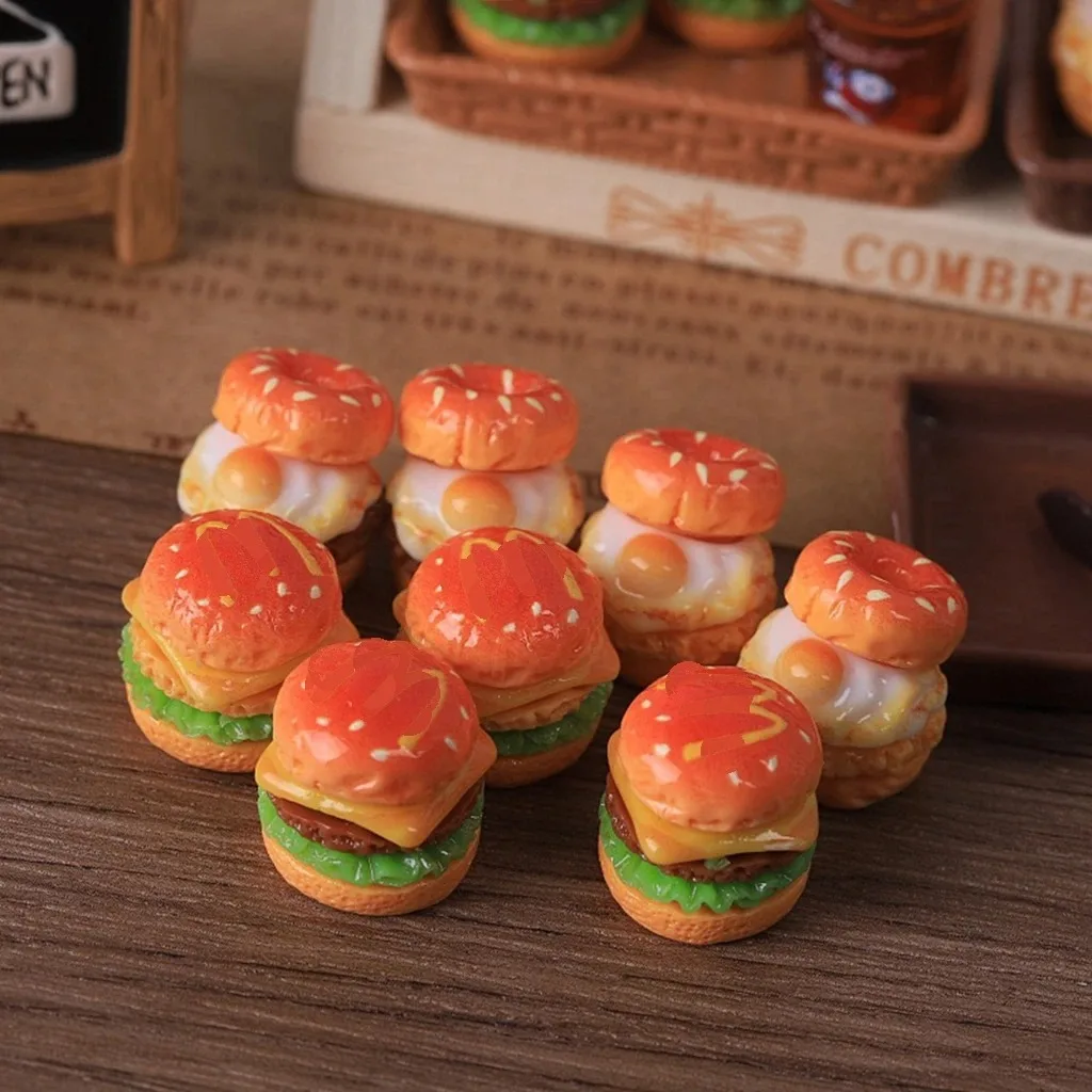 Miniatura de Comida para Casa de Muñecas 1/12, Decoración para Escenas de Juego, Mini Hamburguesa de Carne, Accesorios para Muñecas, Juguetes