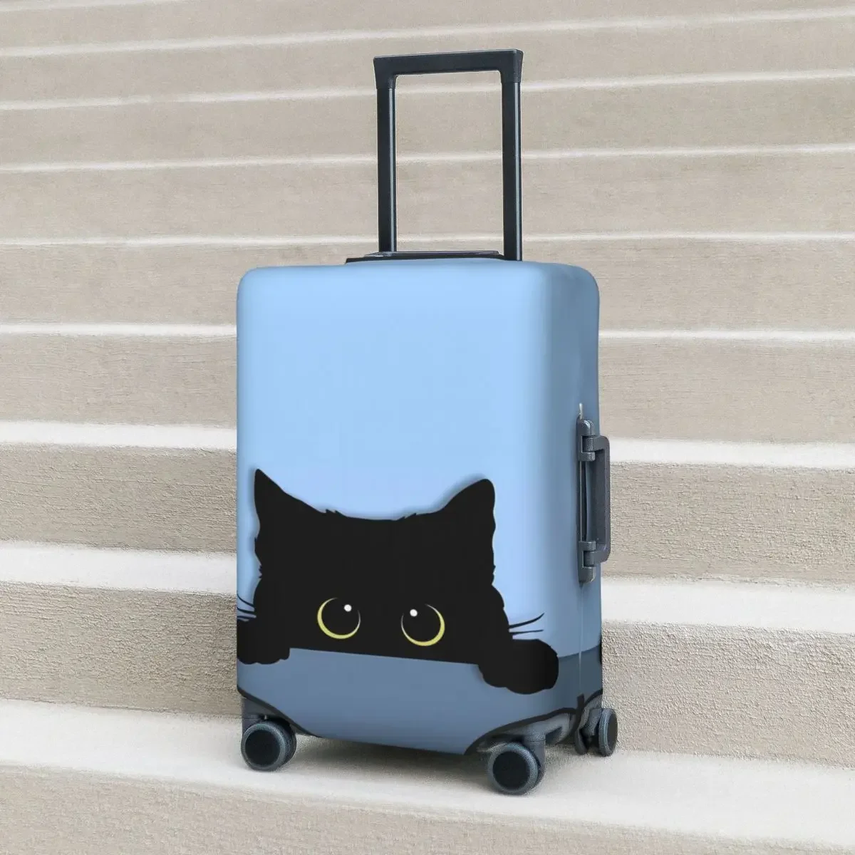 

Cute Black Cat Suitcase Cover Holiday Animals Print Useful Luggage Case Business Protection