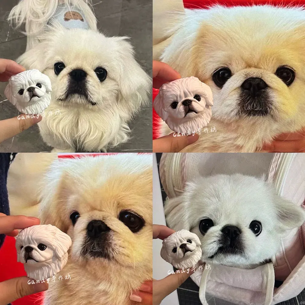 Pekingese Dog Head Plaster Silicone Mold Poodle Pet Souvenir Puppy Clay Resin Mold DIY Car Air Outlet Decoration Gifts