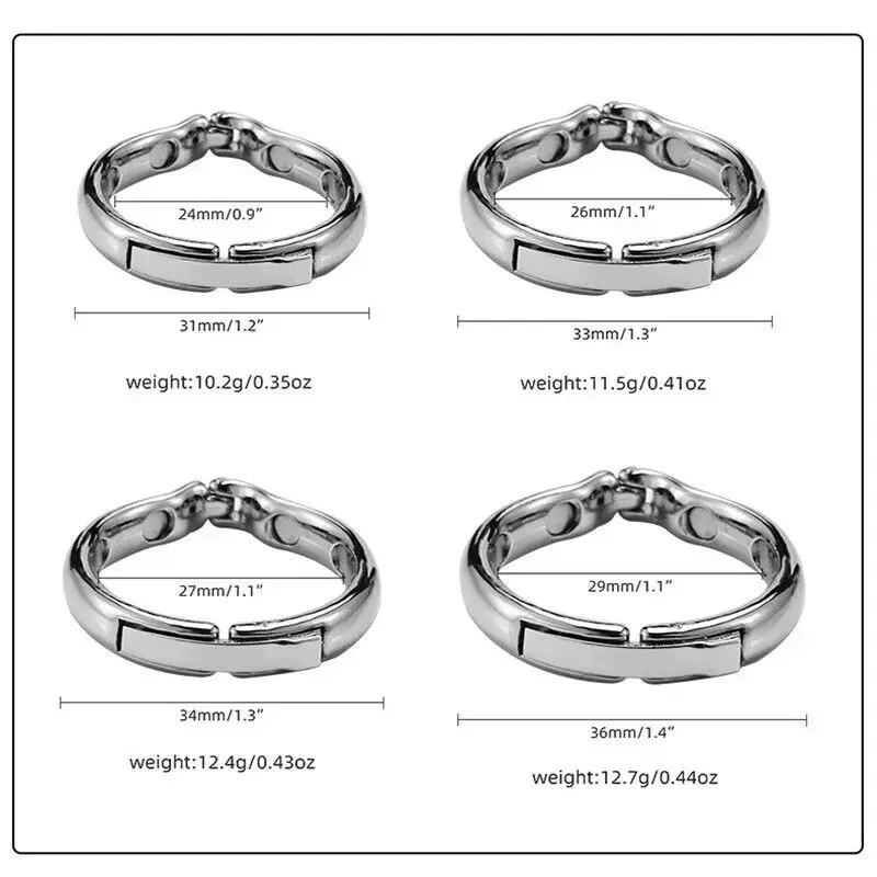 Metal Cock Ring Glans Ring Adjustable 4 Size Sheath Compound Male Circumcision Rings Magnets Penis Ring Toys for Adults 18 Sex