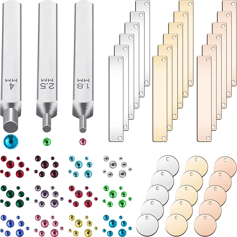 

Metal Stamping Stamping Tools 1500 Rhinestones 15 Round Blank Labels 15 Rectangular Stamping Bar Pendants DIY Bracelet