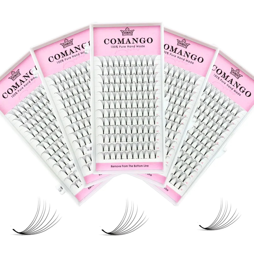 CoMango krótki trzonek rosyjska objętość przedłużanie rzęs Premade Volume Fans Faux Mink Premium naturalne rzęsy dostarcza hurtownie Lash — zdjęcie 2