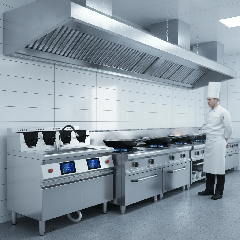 4-Pot Full-automatic U-shape 110V/220V or Gas  Commercial Wok Machine AI Robot Technology Stainless Steel for Catering