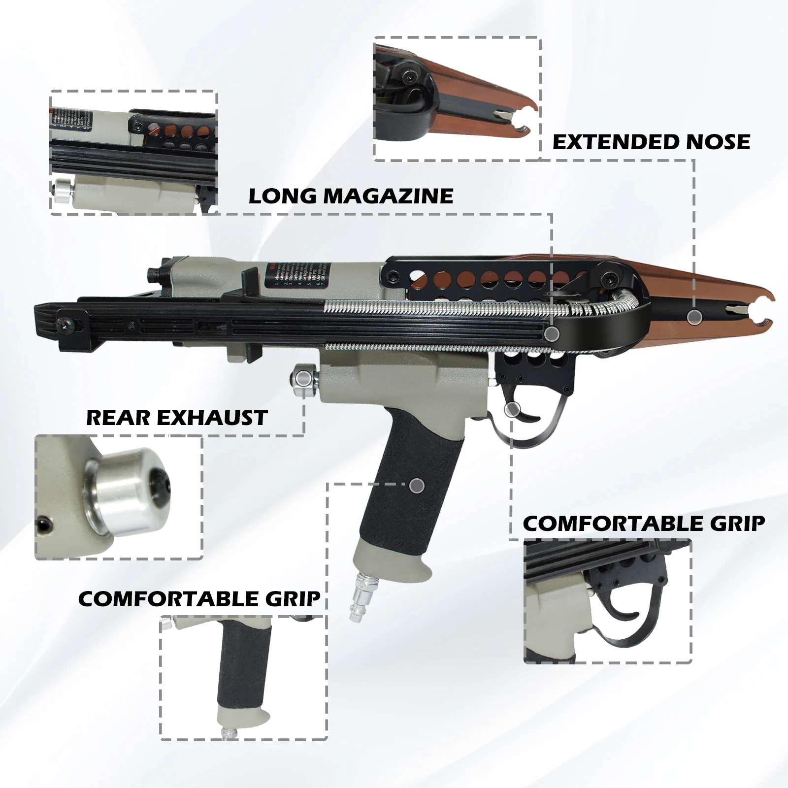 WOODPECKER C-77XE 15 Gauge Pneumatic Hog Ring Gun, 7-8mm Closure Diameter for Spring Mattress and Furniture