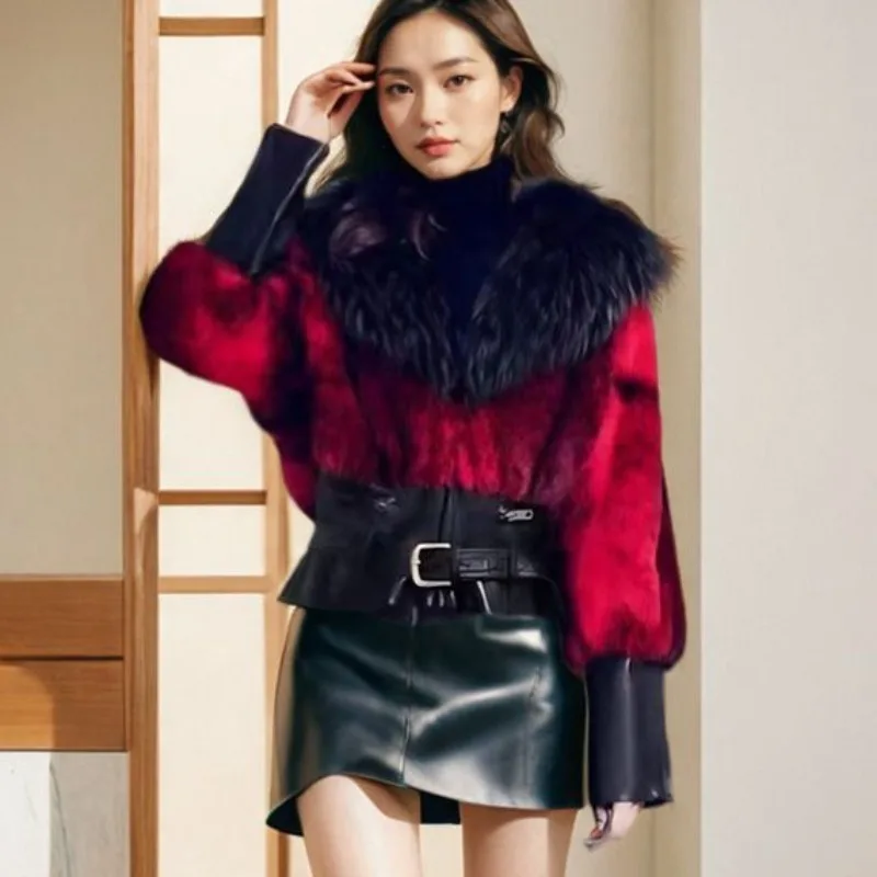 Trendy Large-sized Faux Fur Coat with Trendy and Chubby Look It's Thickened Woolen Cotton-padded Jacket with Fox-like Fur Collar