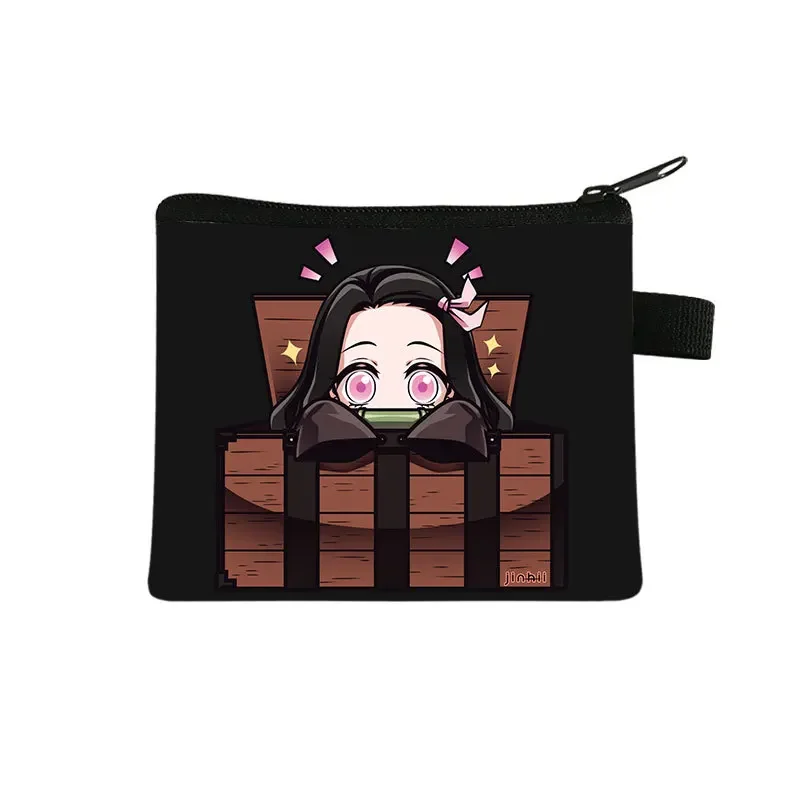 Anime Kimetsu No Yaiba Mini Wallet Cosplay Kamado Tanjirou Nezuko Coin Purse Canvas Storage Pouch Coin Key Wallet