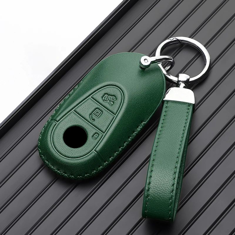 Leather Car Key Case Remote Cover Shell Bag Holder Fob Mercedes Benz A B C E S Class S400L CLA CLS GLC GLE GLS EQE EQS AMG