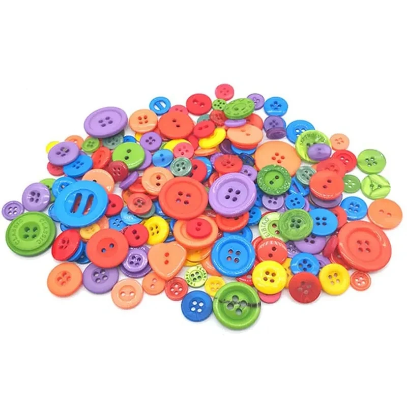 100PCS Colorful Mixed Resin Buttons Rotundity Household Handmade DIY Sewing Supplies Clothing Accessories Material Bags TMZ