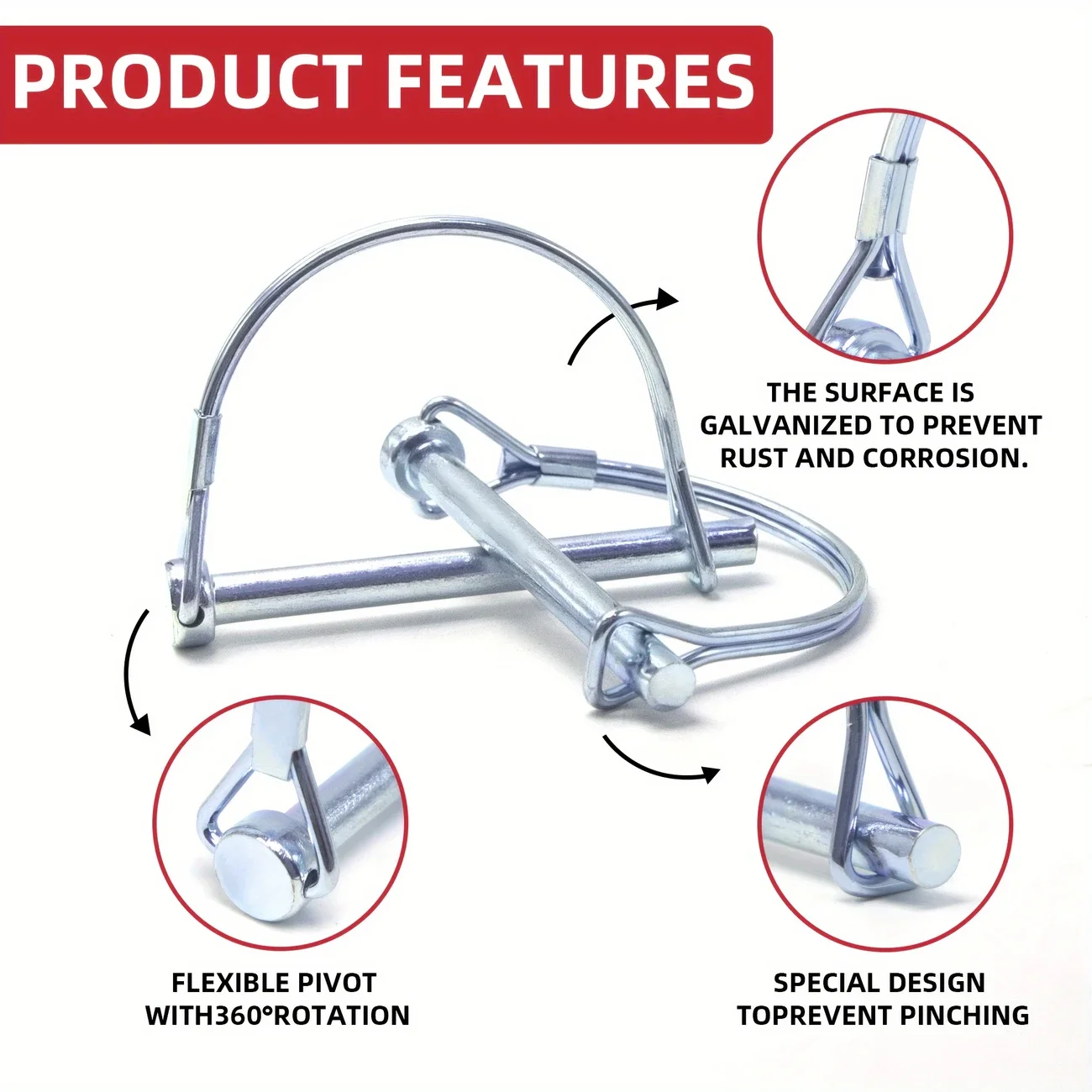 10 個 6*70 ミリメートルシャフトロックピン耳アーチ D 形状トレーラーシャフトロックピン安全カプラーピン車ボート/ファームトレーラーアーチ用