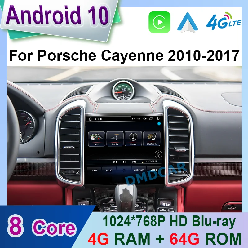 Android 10 GPS Navigation Car Radio Multimedia Player 8Core 4+64GB For Porsche Cayenne 2010-2017 With Carplay Auto LCD Screen