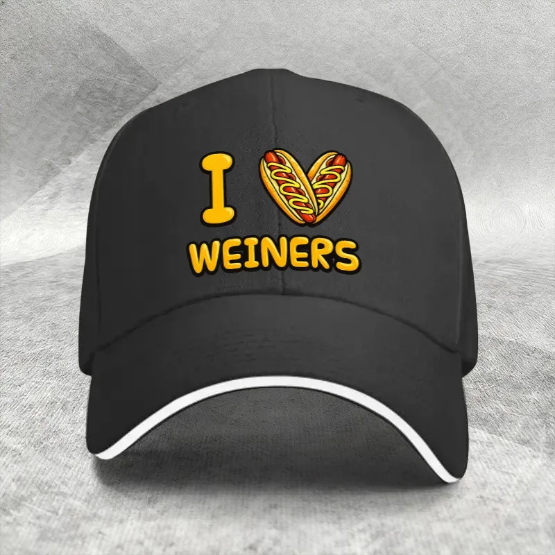 I Love Wieners Hot Dog Food Humor Baseball Cap Polyester Adjustable Outdoor Trendy Hat