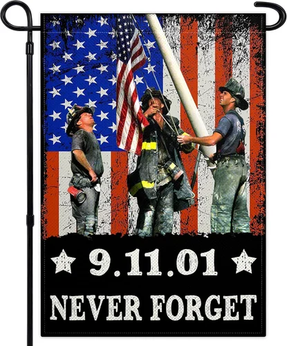 9/11 Garden Flag 12x18 Inch We Will Never Forget Garden Flag 3Ply Polyester Doub OOV IIC