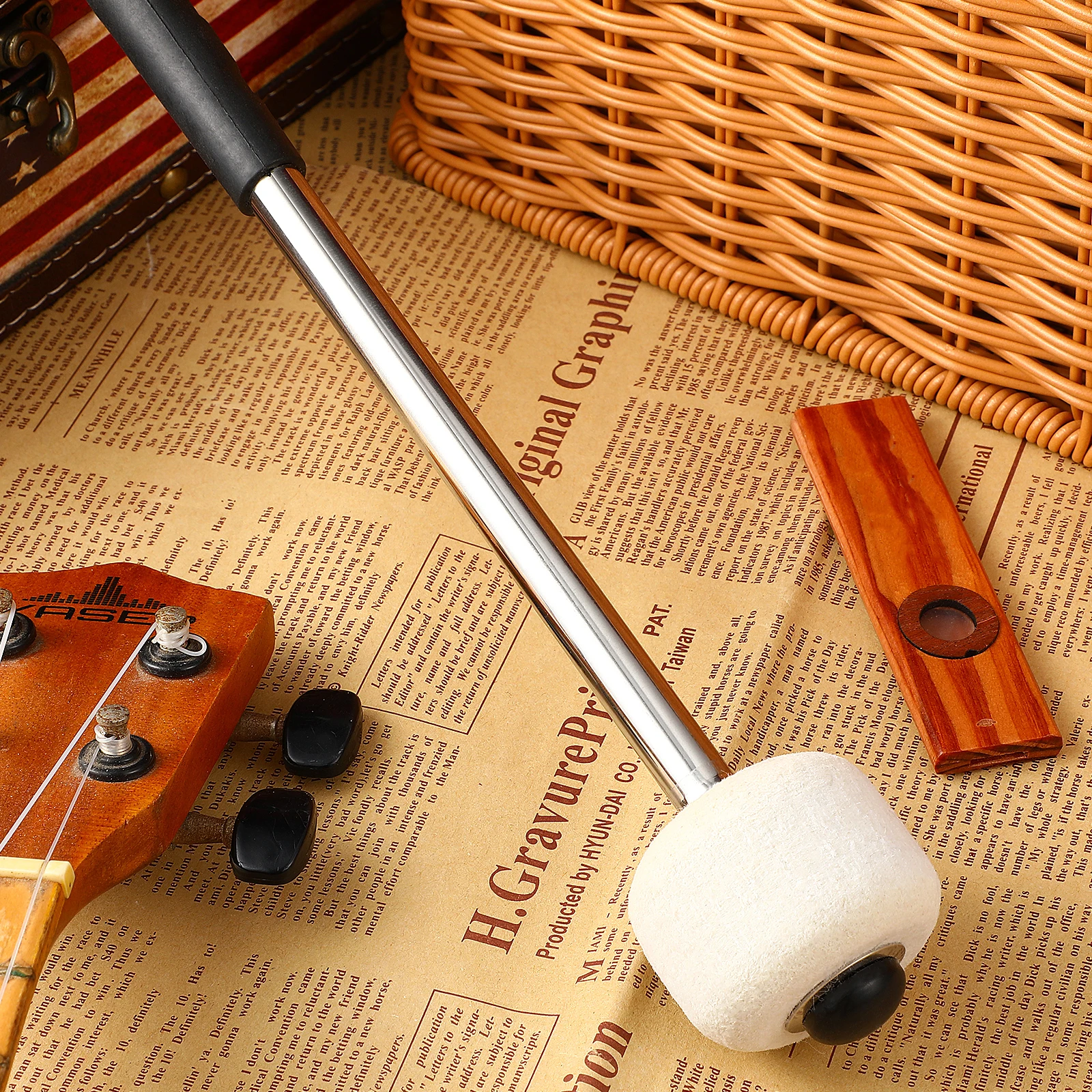 

Drum Sticks Bass Beater Felt End Stainless Steel Handle Portable Drum Stick Kids Beginner Music Instrument Accessory Percussion