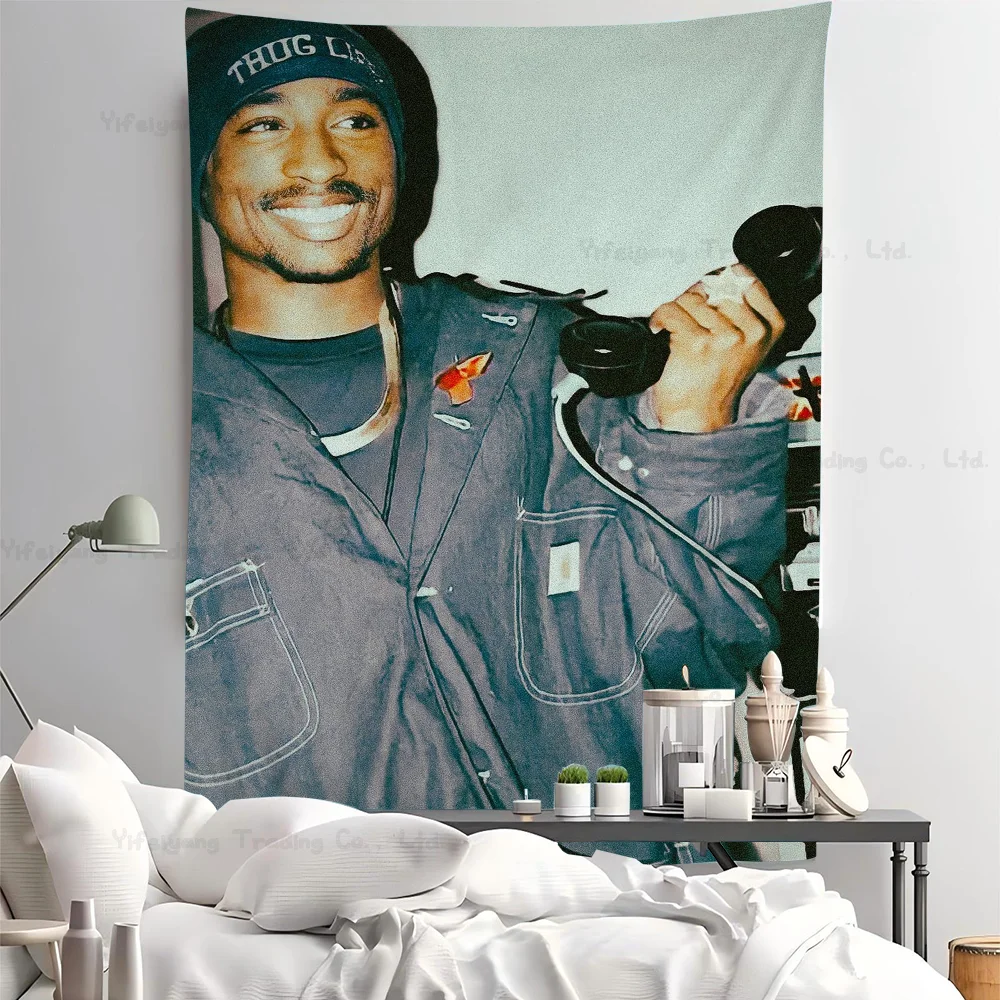 2PAC Tupac Star Tapestry Art Printing Japanese Wall Tapestry Anime Wall Hanging Home Decor