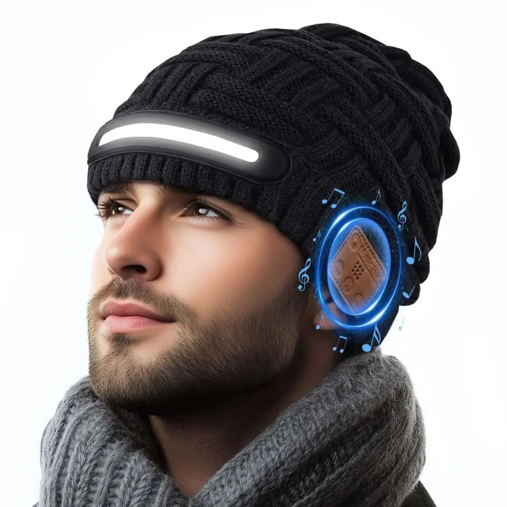 Winter Warm Bluetooth Music Knitted Hat Plus Velvet USB Rechargeable Ear Protection Hat Supporting Wireless Calls Coldproof