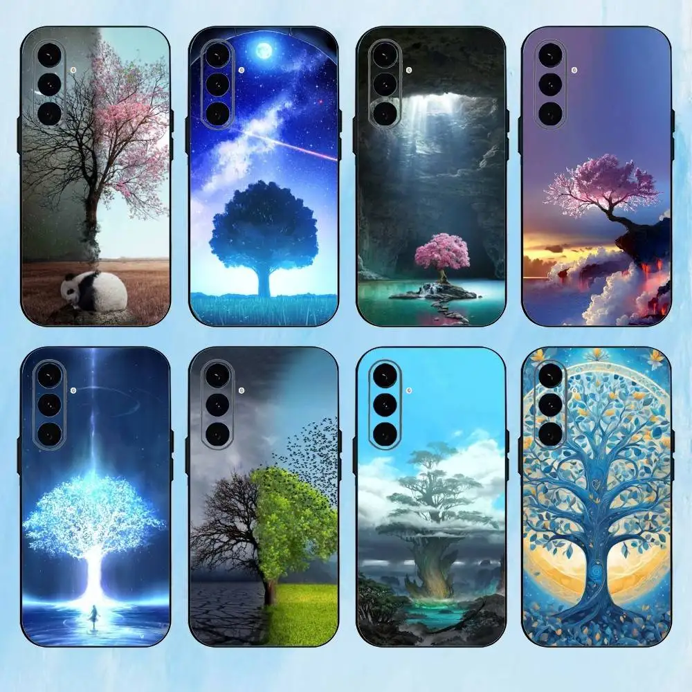 

T-Tree of L-Life Space Phone Case For Samsung Galaxy A73,A72,A71,A70,A53,A52,A51,Others Soft Black Cover