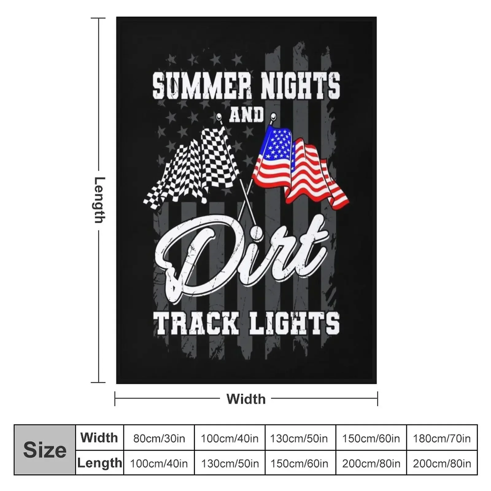 Summer Nights Dirt Track Lights Racing Throw Blanket couch cozy soft plush fuzzy picnic outdoor blanket