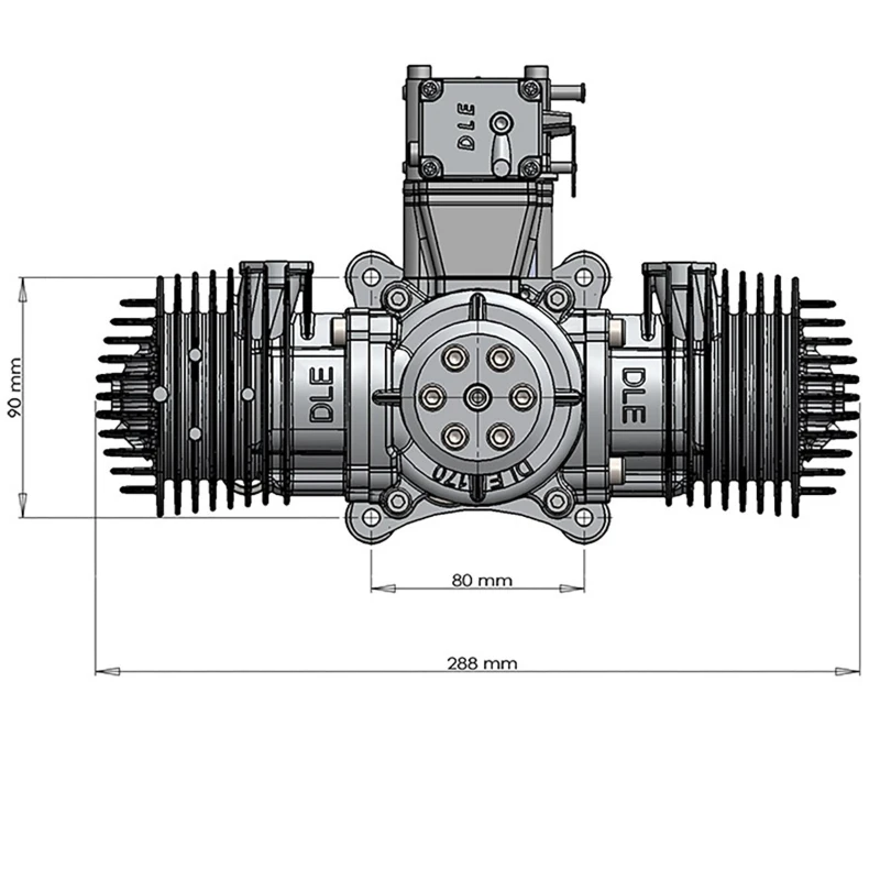 DLE170 two-cylinder two-stroke with power generation system 180W170CC displacement, model aircraft drone start