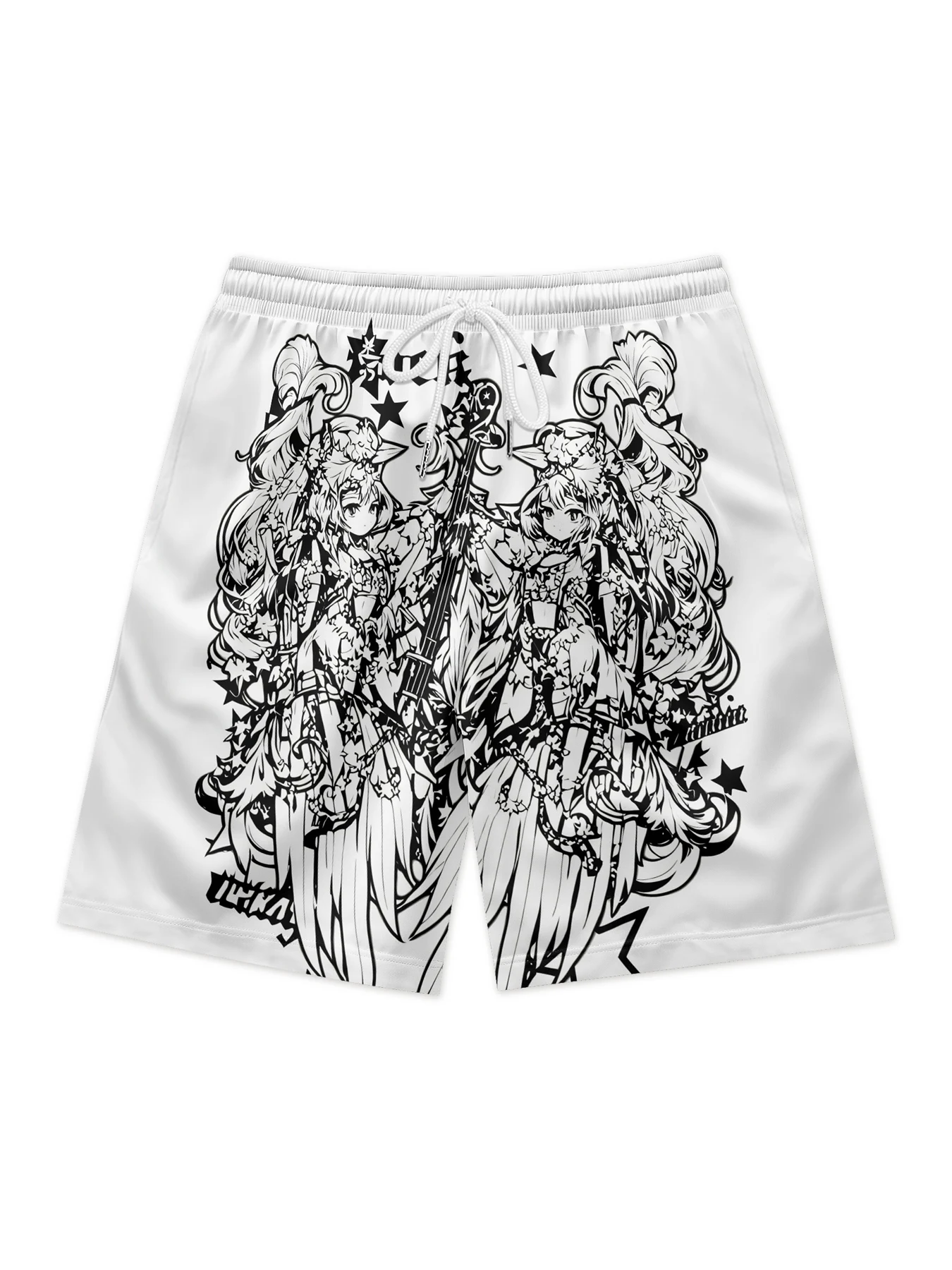 All Over Printing Custom 100% Polyester Men's Shorts  Summer White Series Printing  Men Anime Shorts pantalones casuales