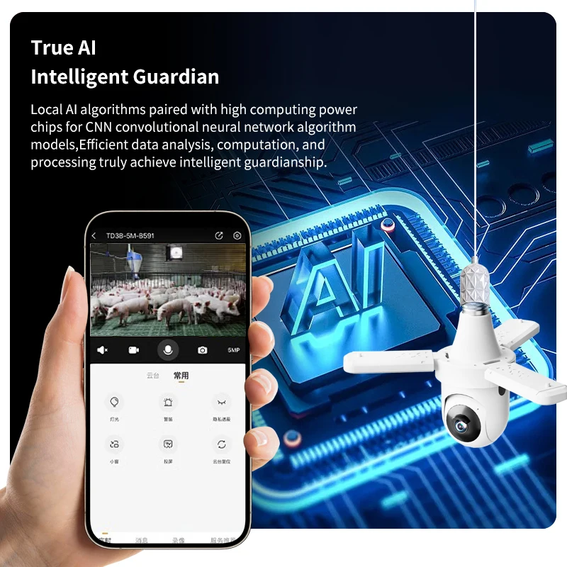 

2MP 1080P 390Eyes APP E27 Lamp Holder Wireless PTZ IP Dome Camera Full Color AI Humanoid Detection Home Security CCTV Monitor