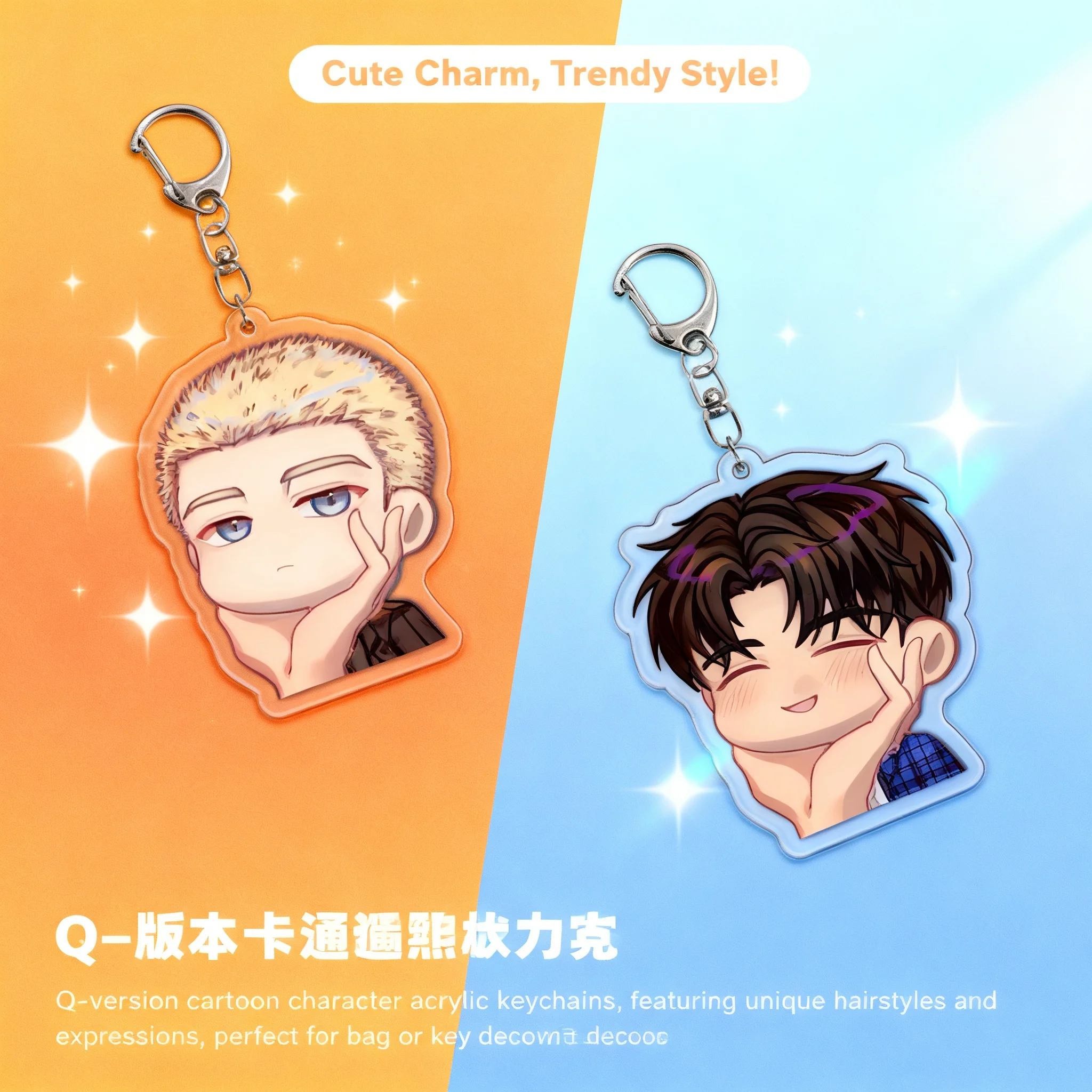 

Acrylic Double Side Keychain Anime Cartoon Pendant Cross Border Dropshipping Wholesale Stock