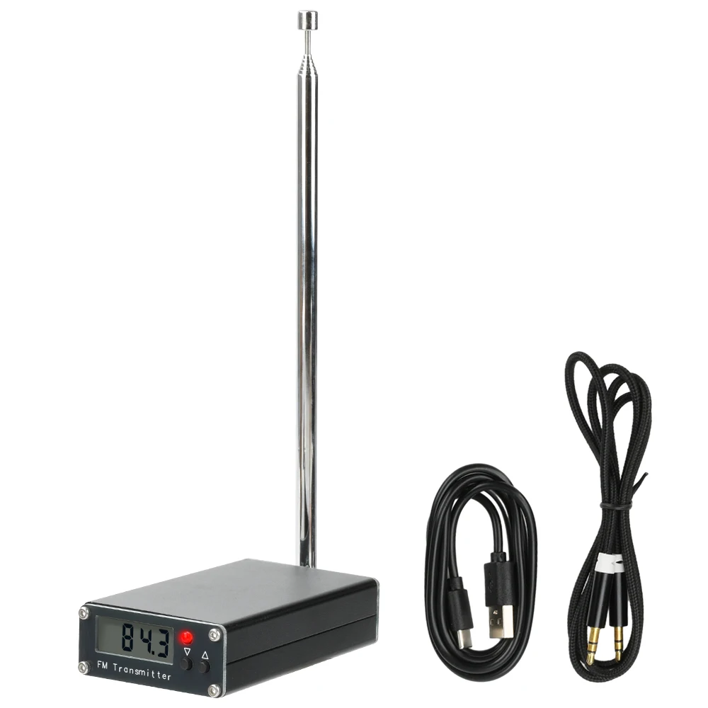 2000m FM Transmitter 0.5W with Digital Display Stereo 76-108MHz TYPE-C Radio Broadcast Campus Station
