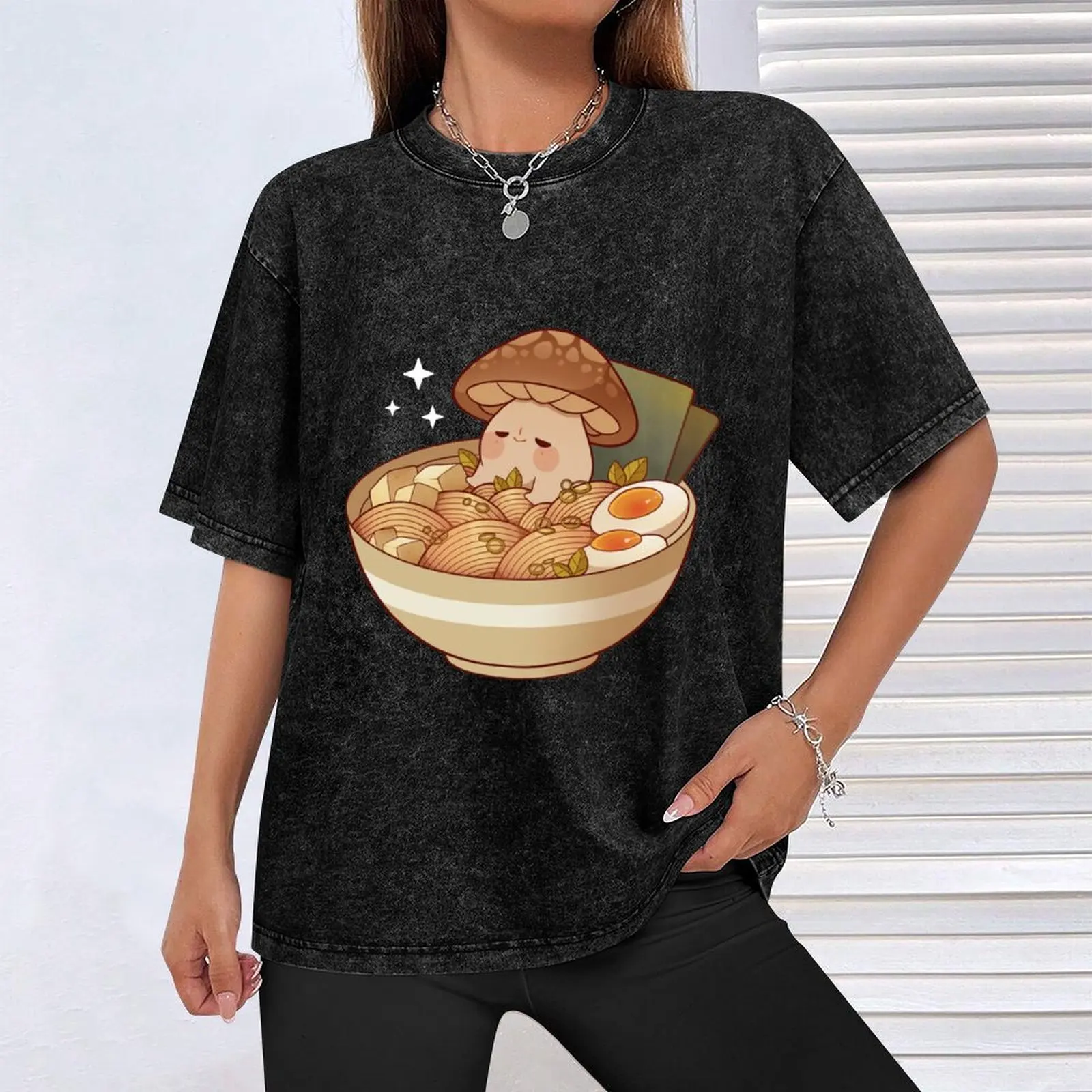 Miso noedelsoep met shiitake paddestoel T-shirt effen kleding plus maten vintage anime shirts heren